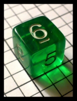 Dice : Dice - 6D - Green Transparent with Large White Numerals